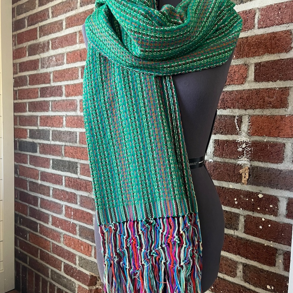 Colorful Woven Fringe Wrap from Mexico